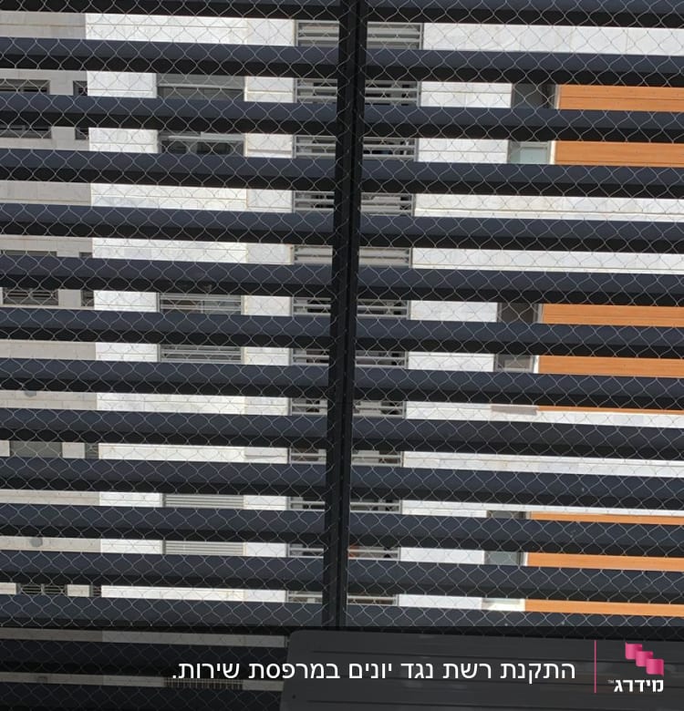 רשת מתכת על חלון למניעת כניסת יונים